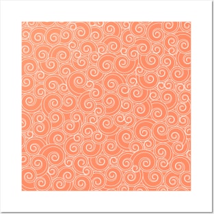 Whirlesque Orange Twirl Pattern Posters and Art